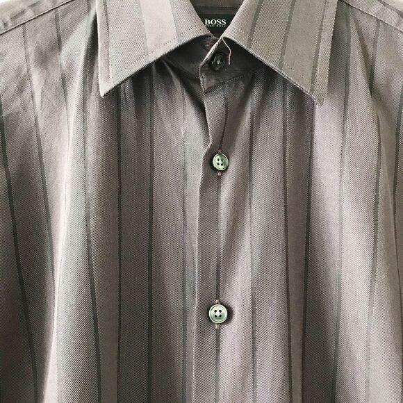 BOSS Hugo Boss plum stripe button up shirt 39/15.5 - Picture 3 of 9